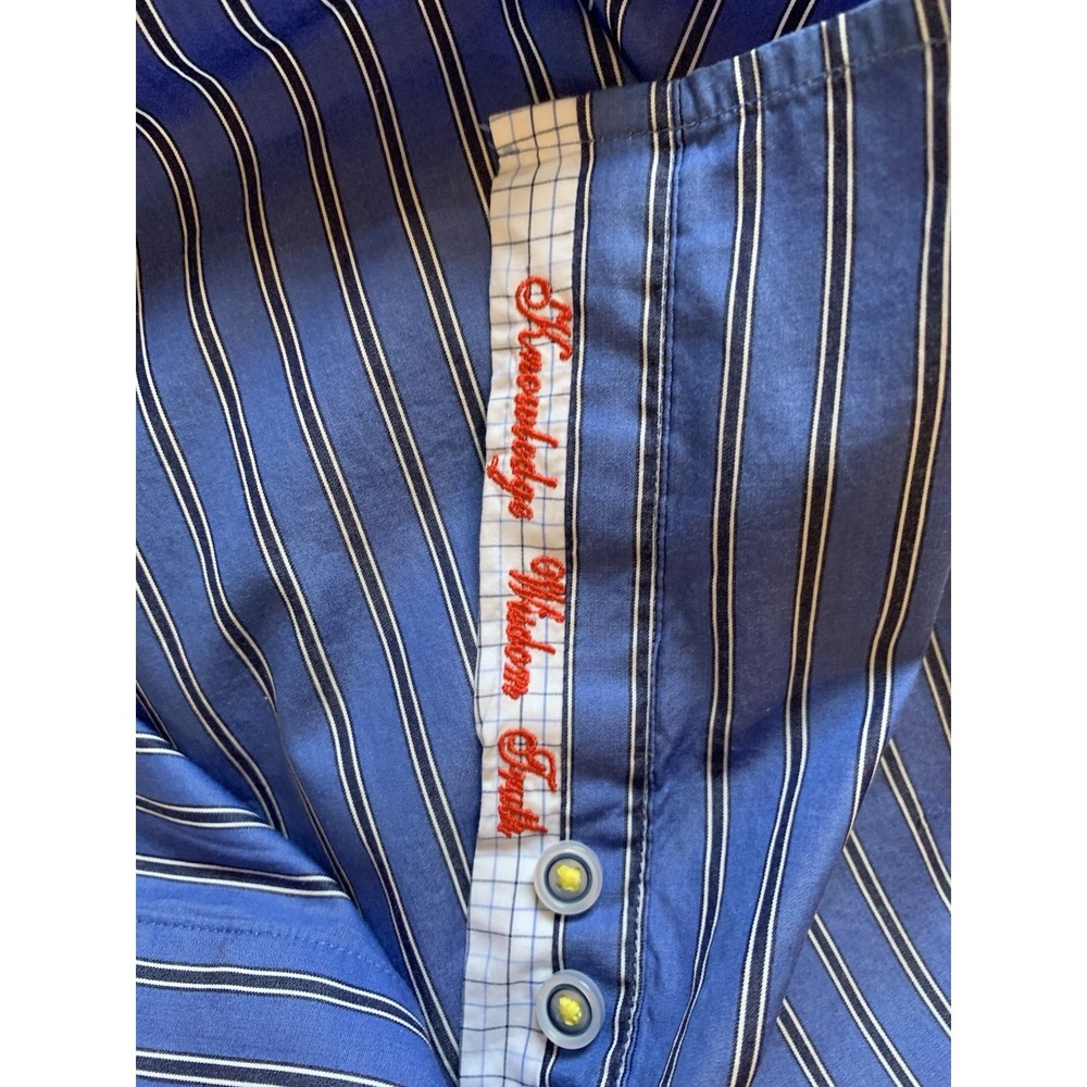 Robert Graham X Collection Mens Medium Blue Stripe Button Down Long Sleeve Shirt - Picture 14 of 15